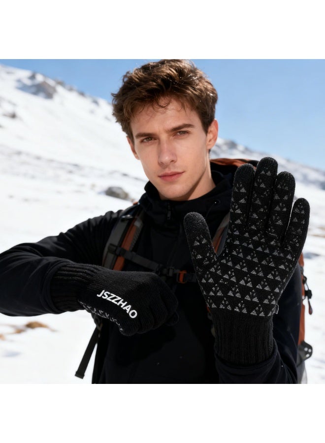 NIBEMINENT Winter Touch Screen Gloves for Men and Women, Thermal Knit with Anti-Slip Silicone Palm & Stretchy Polycotton for Running, Cycling, Driving - Image 3